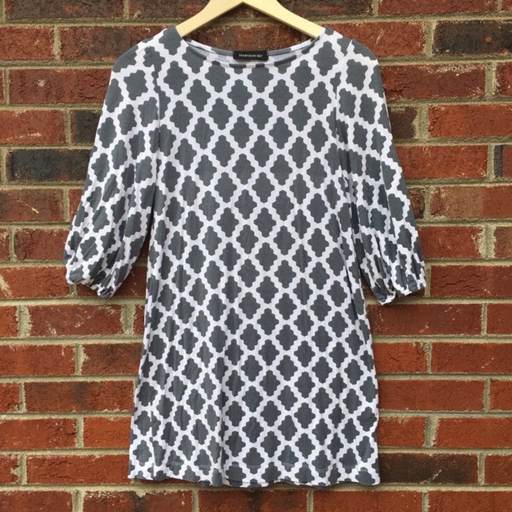 [Hourglass Lilly] Aztec Print Grey Tunic Dress